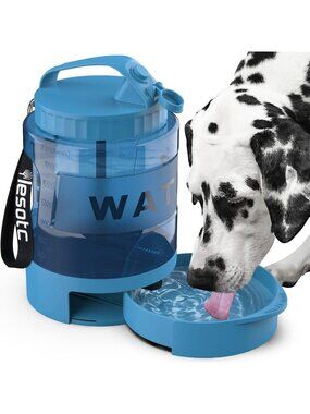 Large 77oz Dog Water Bowl Dispenser & Portable Travel Bowl for Hiking & Camping